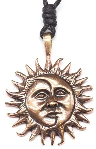 Drachensilber Eclipse Anhänger Sonnen Mond Halskette keltischer Schmuck Anhänger Bronze mit variablem Band wohltuende Veränderung