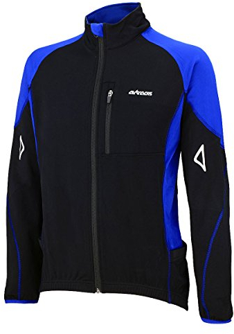Airtracks Herren Winter Fahrradtrikot Langarm Pro-T Thermo Funktions Radtrikot Warm Fleece Reflektoren Full Zip - Schwarz-Blau - M