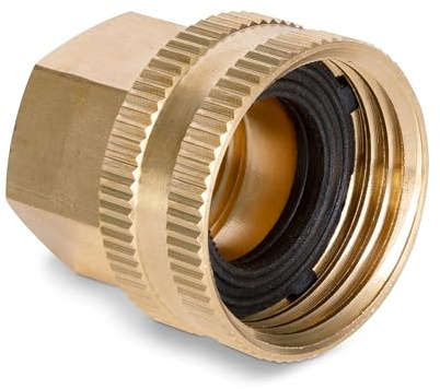 Gilmour Pro Brass Double Female Hose Connector, Swivel Hose Connector Thread Size 1/2 NPT (F) to 3/4 NH (F)