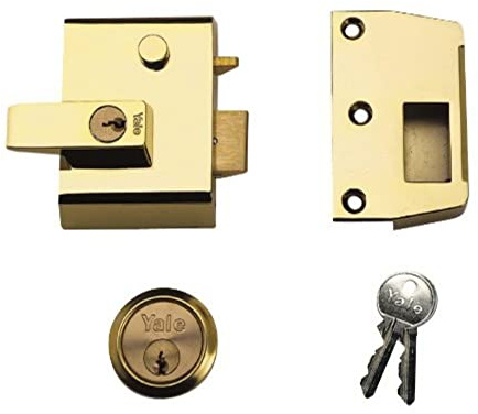 Yale P-2-BLX-PB-40 Double Locking Nightlatch, High Security can be locked from inside with key, Brasslux, 40 mm