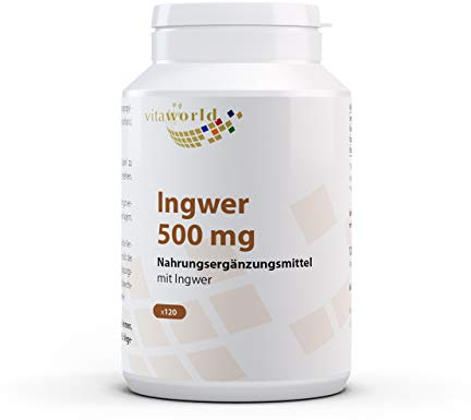 vitaworld Ingwer 500 mg, vegan, mit B-Vitaminen zur Unterstützung des Immunsystems und der Schleimhäute, 120 Kapseln