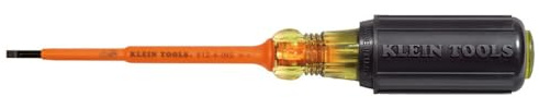 Klein Tools 612-4-INS Insulated 1/8-Inch Slotted Screwdriver, 4-Inch, Made in USA