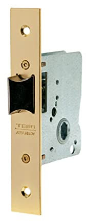Tesa Assa Abloy, 201550HL, Cerradura de embutir para puertas de madera, Función de paso, Acero Latonado