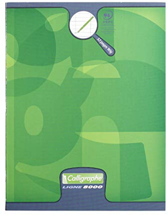 Calligraphe 108704C Un Cahier d'Écriture Agrafé Vert (une Marque de Clairefontaine) - 17x22 cm - 32 Pages Grands Carreaux 4 mm Agrandis 16/16 - Papier Blanc 90 g - Carte Recyclée Pelliculée