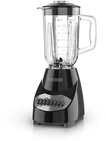 BLACK+DECKER Countertop Blender with 6-Cup Glass Jar, 10-Speed Settings, Black, BL2010BG