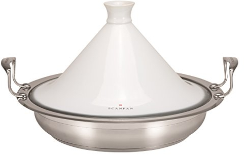 Scanpan Impact Tagine Topf 32 cm, 4 l | Edelstahl mit Keramikdeckel | Für alle Herdarten inkl. Induktion | Ofenfest