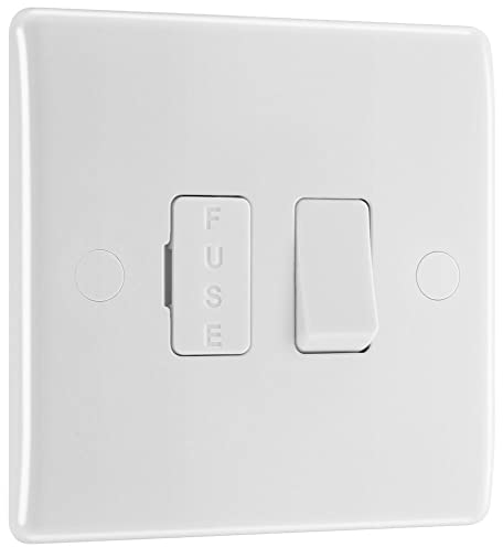 BG Electrical Switched Fused Connection Unit, Fused Spur Switch, Round Edge, Nexus 800 Series, White Moulded, 13A, 850
