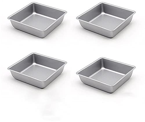 Astra Gourmet Flunyina 4 Inches Non-Stick Square Cake Pans Set of 4 Carbon Steel Cake Molds for Home Daily Housewarming Wedding Birthday Party Brownie Making