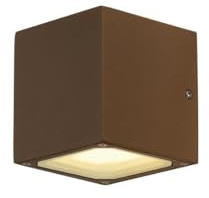 SLV luminaria de superficie de pared SITRA CUBE/iluminación para paredes, caminos, entradas, «spot» led de exterior, luminaria de superficie de exterior, lámpara de jardín / GX53 IP44 9 W herrumbre