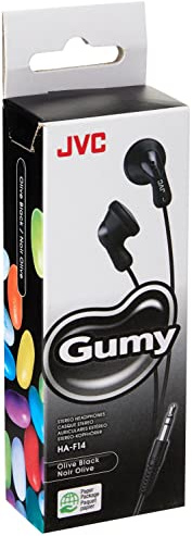 JVC Gumy In-Ear Wired Headphones Earphones Compatible with iPod, iPhone, Samsung - Black