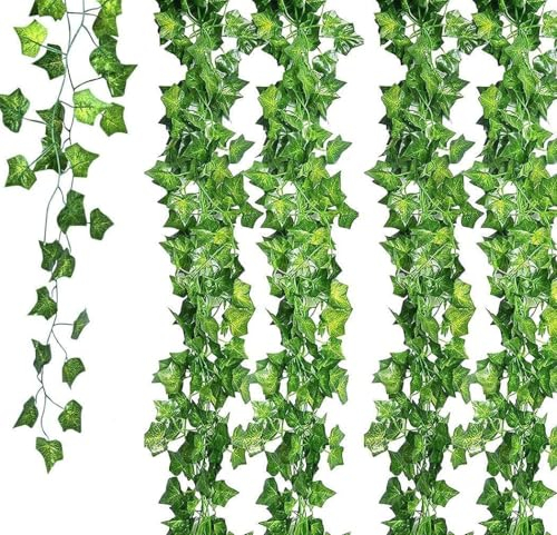 Charismau 168Ft Artificial Ivy Garland 24 Packs Fake Ivy Vines Fake Plants Hanging Vines for Indoor Outdoors Wedding Party Garden Decoration, Landscaping Fence Greenery (Ivy Leaves)