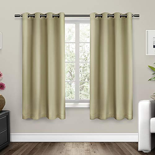 Exclusive Home Curtains Sateen Woven Blackout Grommet Top Panel Pair, Linen, 52x63, 2 Piece