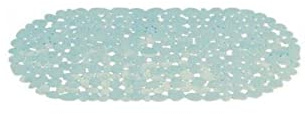 MSV - Tappetino da bagno in PVC con ciottoli - PVC 100% senza ftalati - 68 x 35 cm - Azzurro - Superficie antiscivolo per sicurezza e comfort - Facile da pulire
