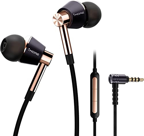1MORE Triple-Driver Kopfhörer, Kabelgebundene In Ohr Hi-Fi Ohrhörer mit High Resolution, Audio Stereo Bass, MEMS-Mikrofon, In Line Fernbedienung für Smartphones / PC / Tablet(Triple Driver, Gold)