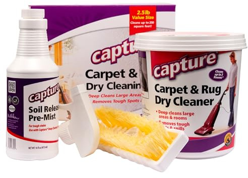 Capture Carpet Total Care Kit 250 - Home Couch and Upholstery, Car Rug, Dogs & Cats Pet Carpet Cleaner Solution - Strength Odor Eliminator, Stains Spot Remover, Non Liquid & No Harsh Chemical