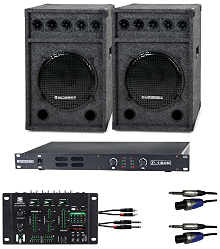 Pronomic DJ-Party Set II Kit Completo 2X Festival 15 Caja, 1x Mixer, Etapa, Cables