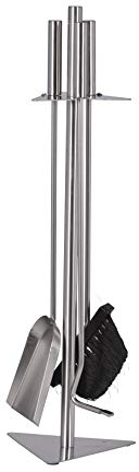 Serviteur de cheminée 4 pièces 180 x 160 x 600 mm (l x p x h), support de couverts et poignées en acier inoxydable