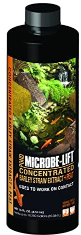 Microbe-Lift Concentrated Barley Straw Extract Plus Liquid Peat Conditioner for Ponds and Outdoor Water Garden, Safe for Live Koi Fish, Plants, and Decorations, 16 Ounces