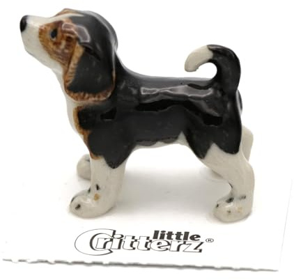 Little Critterz Beagle Decorative Porcelain Display Object “Baxter” – Handcrafted Hand-Painted Adult Dog Home Décor Accent