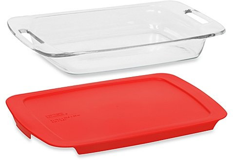 Pyrex C-233 3-Quart Glass Baking Dish & C-233-PC Red Lid - Made in USA