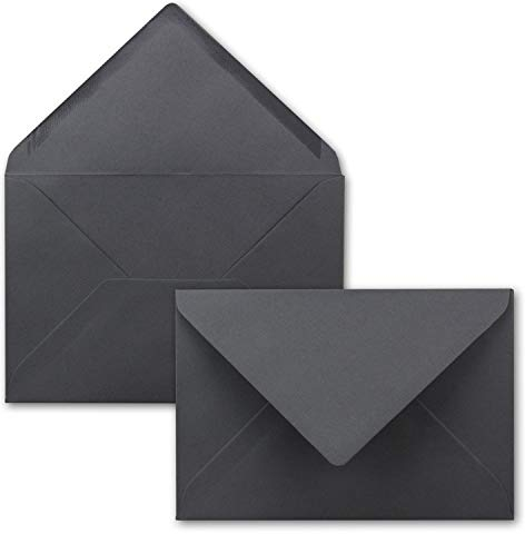 50 gerippte Briefumschläge DIN B6 - Schiefer-Grau - 80 g/m² - 17,6 x 12 cm - Nassklebung - Marke: NEUSER PAPIER