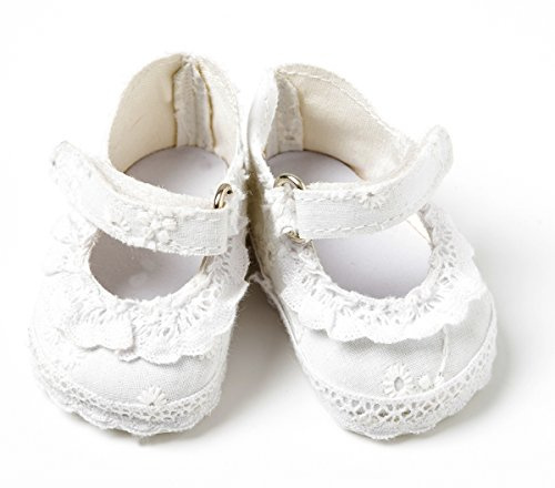 FRILLY LILY Broderie Anglaise Dolls Shoes small size 6 x 3.5 cm.To fit dolls such as 43 cm Baby Born.