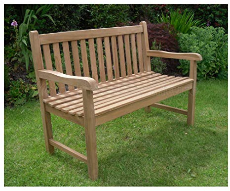 4ft 120cms 1.2m Chunky Teak 2 Seat Garden Park Bench Java Garden Furniture For Your Patio 1.2 metres