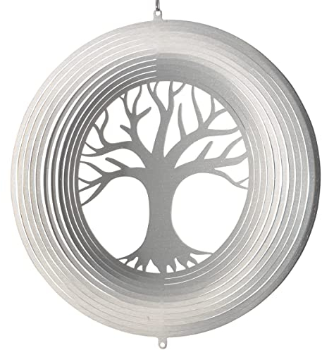 CIM Edelstahl Windspiel - Lebensbaum 300 - lichtreflektierend - Durchmesser: 20cm - inkl. Aufhängung - Gartenddeko Metall