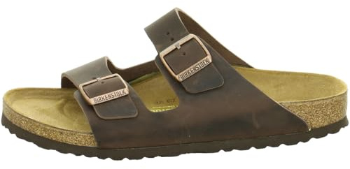 BIRKENSTOCK Classic Arizona Leder, Unisex-Erwachsene Pantoletten, Braun (Habana), 38 EU