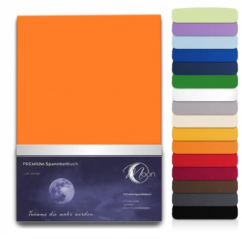 Moon Wasserbett Spannbettlaken XXL Line Silver Übergröße 200x220-220x240 190g/m² Spannbetttuch -orange