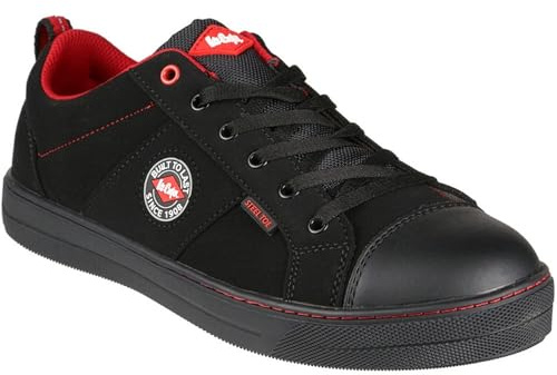 Lee Cooper Workwear Unisex Safety Shoes Baseball Style Lightweight Breathable SB SRA Steel Toe Cap 200 Joule Protection Non Slip Work Boots Industrial Trainers (Black, 8 UK)