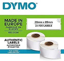 Étiquettes DYMO Label Writer - Papier pour câbles - 130 x 2 rouleaux - 89 x 28 mm - Blanc