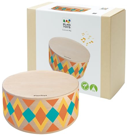 PlanToys® Wooden Rhythm Box Drum Musical Toy for Kids | Montessori Musical Instrument for Toddlers & Children | Eco-Friendly Wooden Percussion Toy