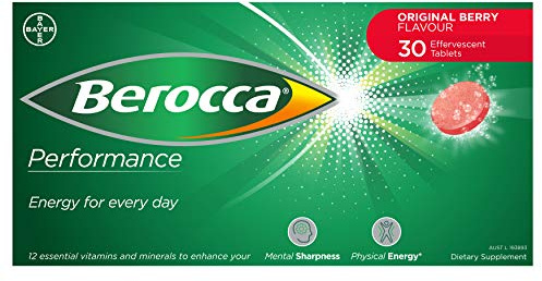 Berocca Performance 30 Effervescent Tablets- Original Berry Flavor International Version Caffeine Free