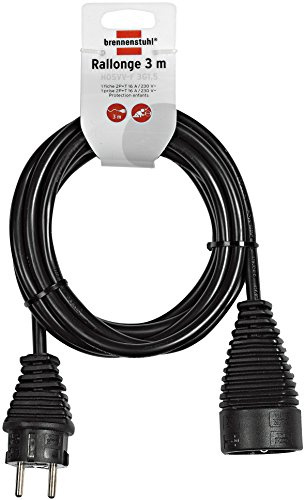 Brennenstuhl Rallonge 3m de câble (Utilisation en intérieur) 1165431 Noir 3 m