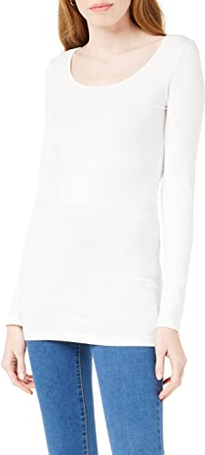 VERO MODA Damen Langarmshirt VMMAXI My LS Soft Long U - Neck NOOS, Gr. 40 (Herstellergröße: L), Weiß (Bright White)