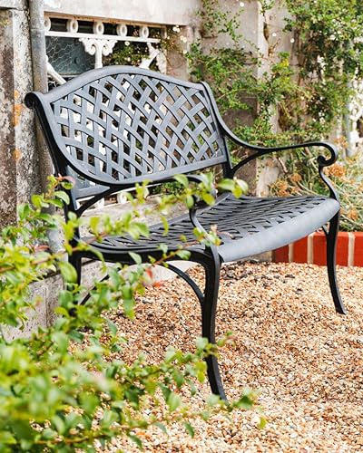 Lazy Susan Jasmine Metal Garden Bench | 2-seater | Weatherproof Garden Bench | Cast aluminium | Rust Proof | 3 Year Guarantee | Antique Bronze Finish