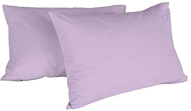 Italian Bed Linen Max Color Coppia di Federe Tinta Unita, 100% Cotone, Lilla, 52 x 82 cm