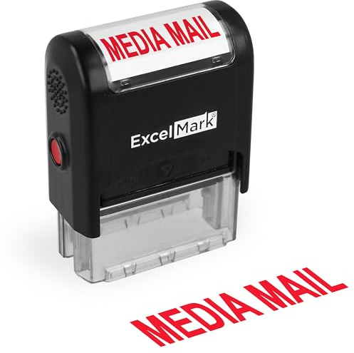 ExcelMark Media Mail Self Inking Rubber Stamp - Red Ink