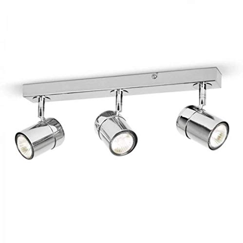 MiniSun | Modern 3 Way Adjustable Heads Silver Chrome Ceiling Spotlight Fitting | Ceiling Spots, Home Décor & Improvement Essential