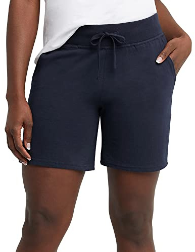 Hanes Women's Jersey Pocket Short with Outside Drawcord