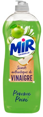 Mir Vaisselle Secrets Authentiques de Vinaigre – Liquide Vaisselle (750 mL) – Pomme Poire – Vaisselle Main
