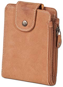 Woodland Multibag 3 in 1: Geldbörse - Brustbeutel - Gürteltasche, Alles in einem! Aus weichem, naturbelassenem Büffelleder in Cognac