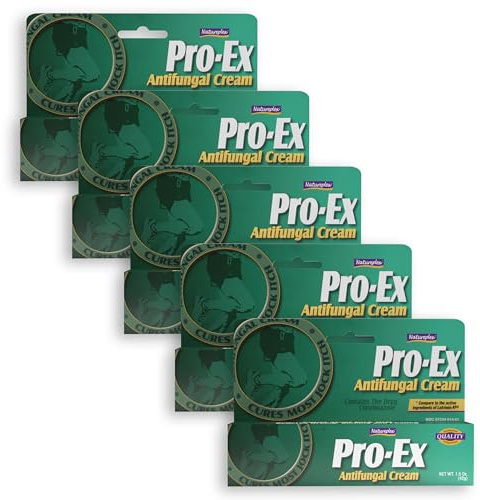 Natureplex Pro-Ex Antifungal Cream 1% Clotrimazole (Pack of 5) - Extra Strength Jock Itch, Athlete’s Foot & Ringworm Treatment, Made in USA