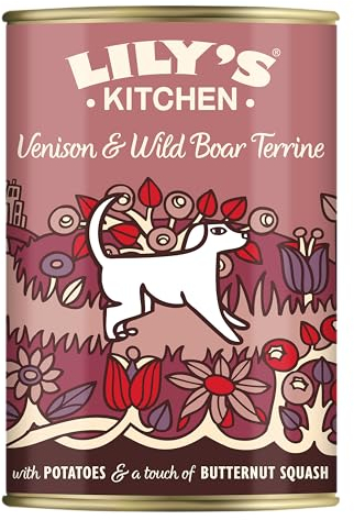 Lily's Kitchen Mit natürlichen Zutaten hergestellt Dosen-Nassfutter für ausgewachsene Hunde Terrine vom Reh und Wildschwein 400g