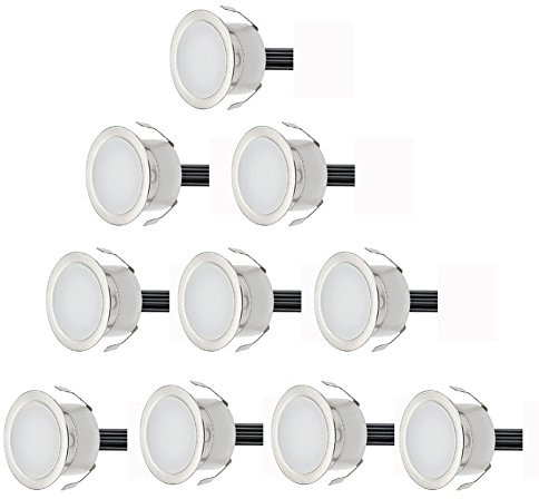 CHNXU 10er Set LED Einbaustrahler Kaltes Weiß Bodeneinbaustrahler 12V Ø30mm Deckenspots 0,6W 9LM Terrassenbeleuchtung Außen IP67 Wasserdichte LED Bodenleuchten Treppen Beleuchtung