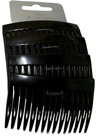 Pritties Accessories Set of 4 Black Plain Hair Combs Slides 7cm (2.8)