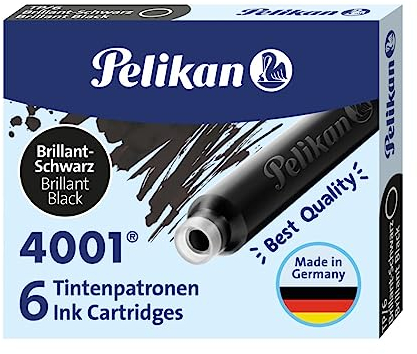 Pelikan Tintenpatrone 4001 brillant, Schwarz, 6 Stück (1er Pack)