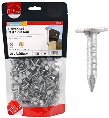 TIMco GEC20B Galvaniserade ELH Clout Nails 20 x 3,00 - (1 kg väska)