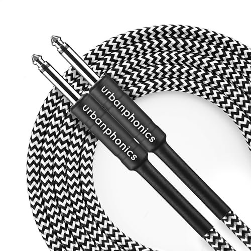Urbanphonics Professional Instrument Lead Cable | for Electric Guitar, Electro-Acoustic, Bass & Keyboard | Braided Tweed | 1/4 Straight Standard Jack to Jack | 16 foot (5m)
